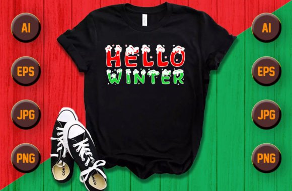 Hello Winter Christmas T Shirt and Mug