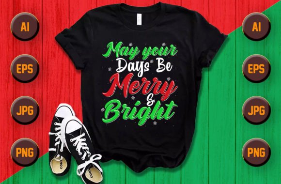 Merry Bright Christmas T Shirt and Mug Graphics